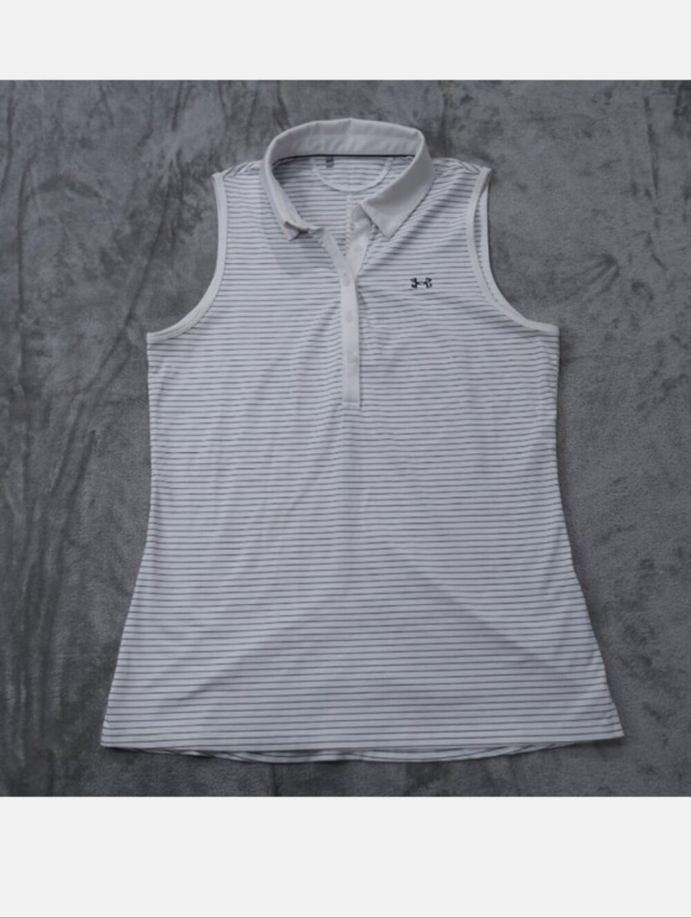Under Armour Tank Top Womens Polo Striped Golf Shirt Quarter Button Down L